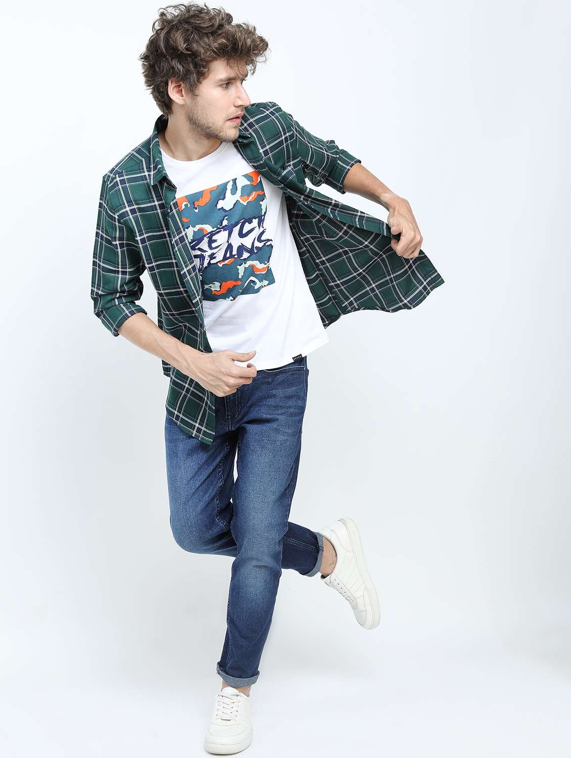 men long sleeved checkered casual shirt - 21487394 - Standard Image - 4