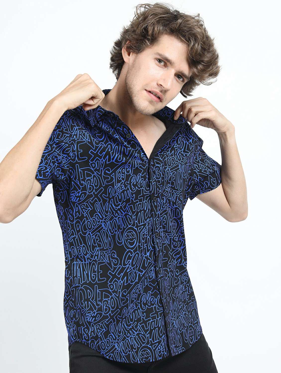 men short sleeved printed casual shirt - 21487408 -  Standard Image - 1