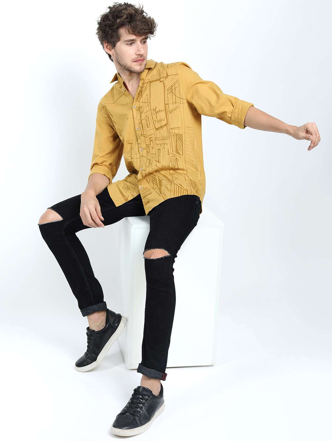 men long sleeved printed casual shirt - 21487409 -  Standard Image - 4