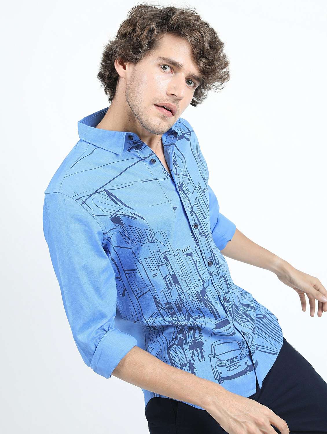 men long sleeved printed casual shirt - 21487412 -  Standard Image - 1