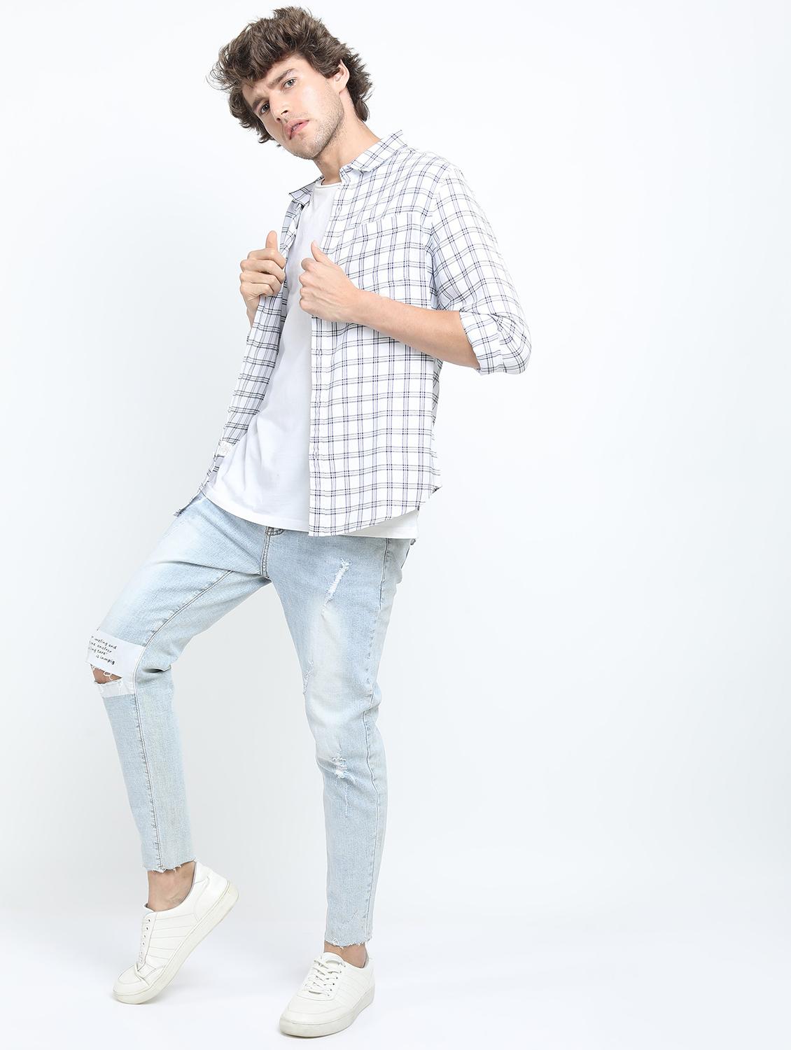 men long sleeved checkered casual shirt - 21487415 - Standard Image - 4