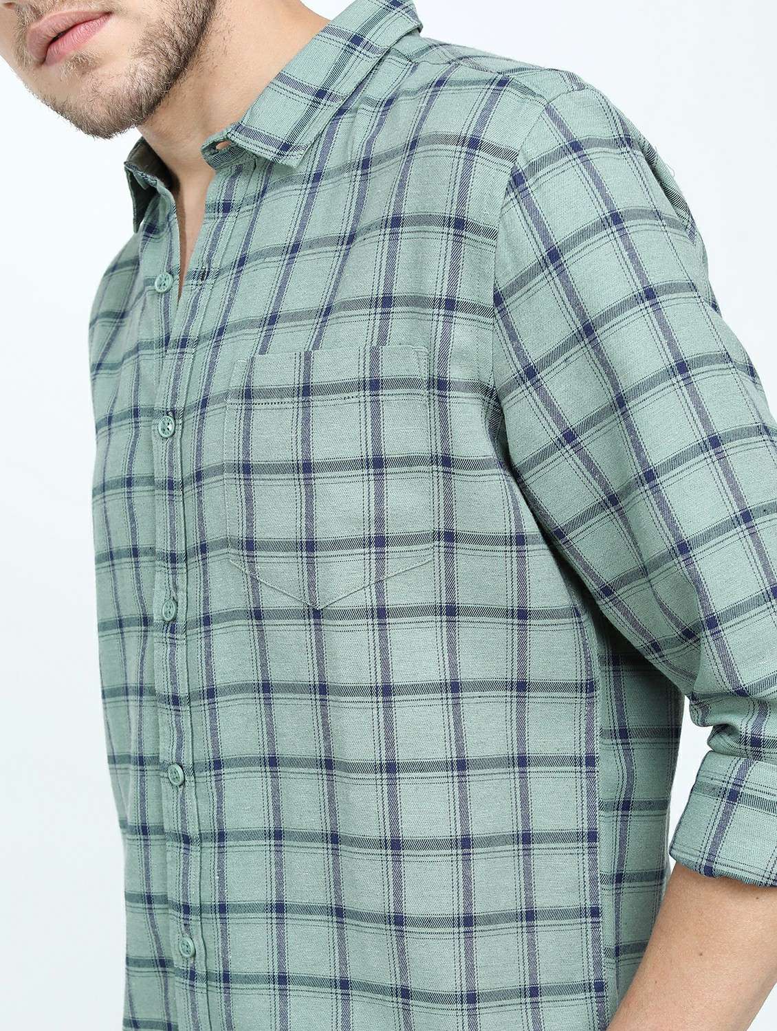 men long sleeved checkered casual shirt - 21487431 - Standard Image - 4