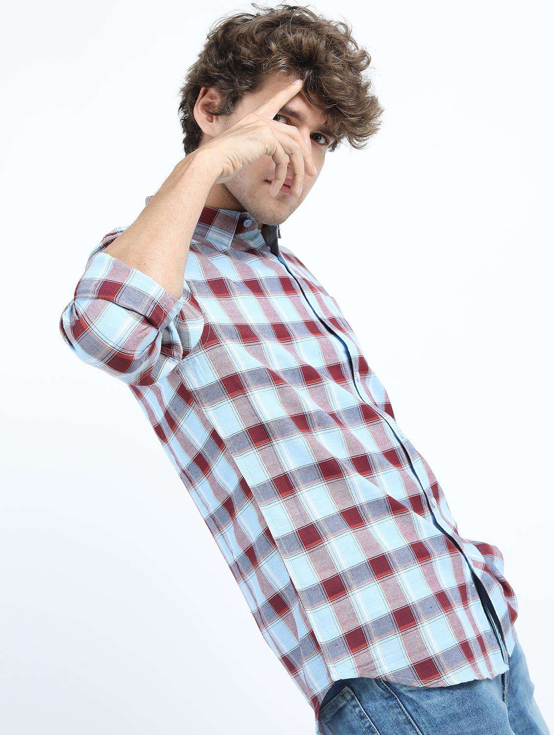 men light blue regular fit collared shirt - 21487444 -  Standard Image - 1