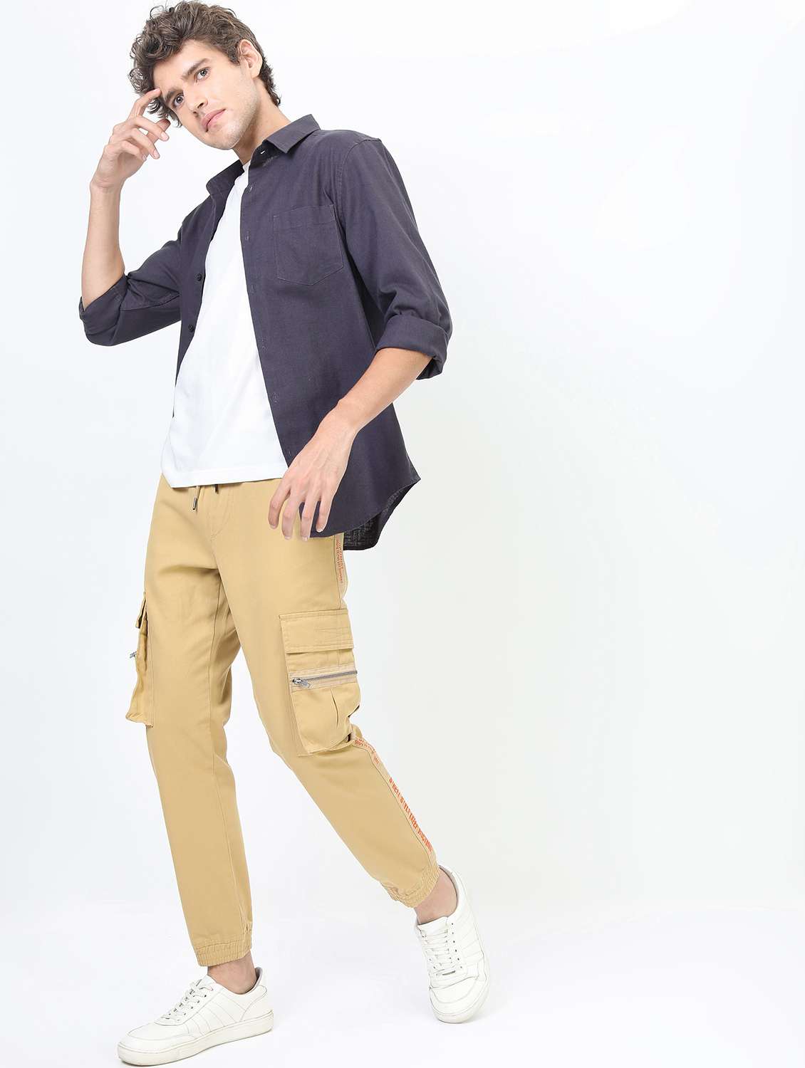 men long sleeved solid casual shirt - 21487447 -  Standard Image - 4