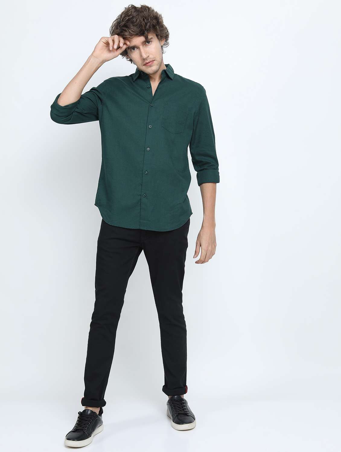 men long sleeved solid casual shirt - 21487450 - Standard Image - 4