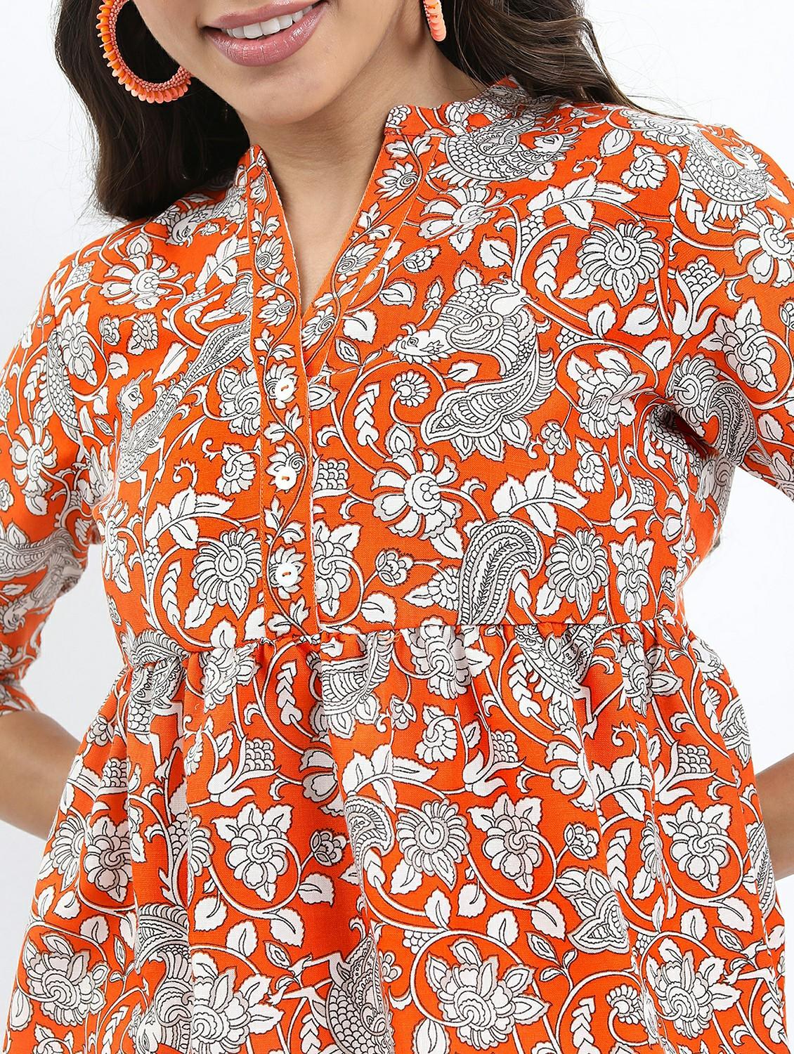 orange printed regular top - 21487455 - Standard Image - 4