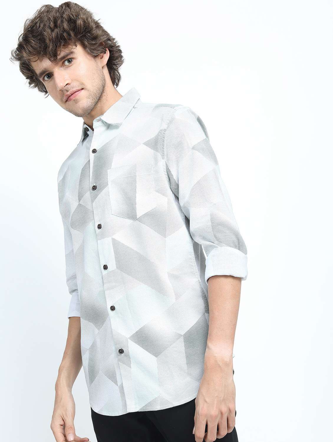 men long sleeved printed casual shirt - 21487471 -  Standard Image - 1