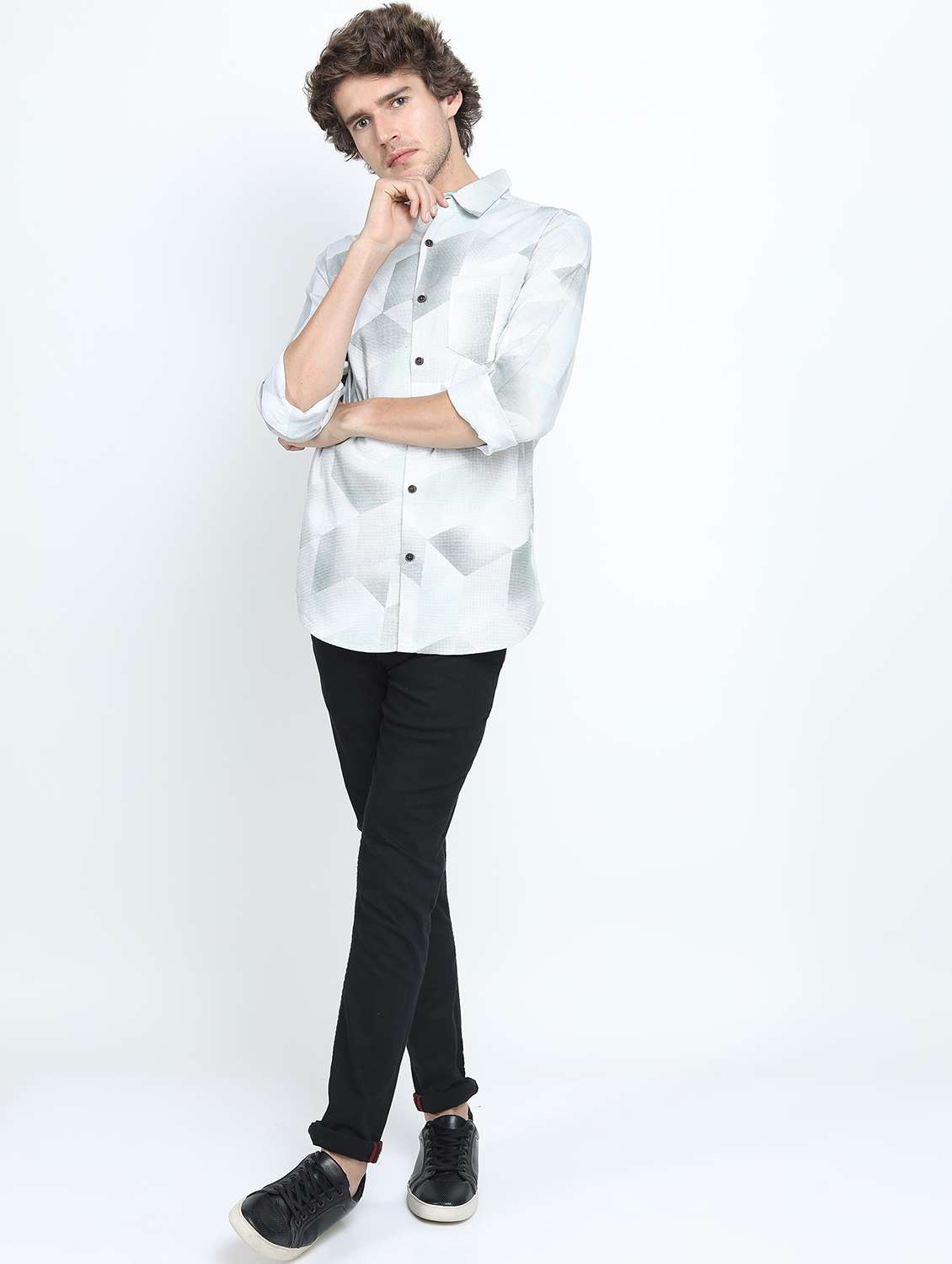 men long sleeved printed casual shirt - 21487471 -  Standard Image - 4