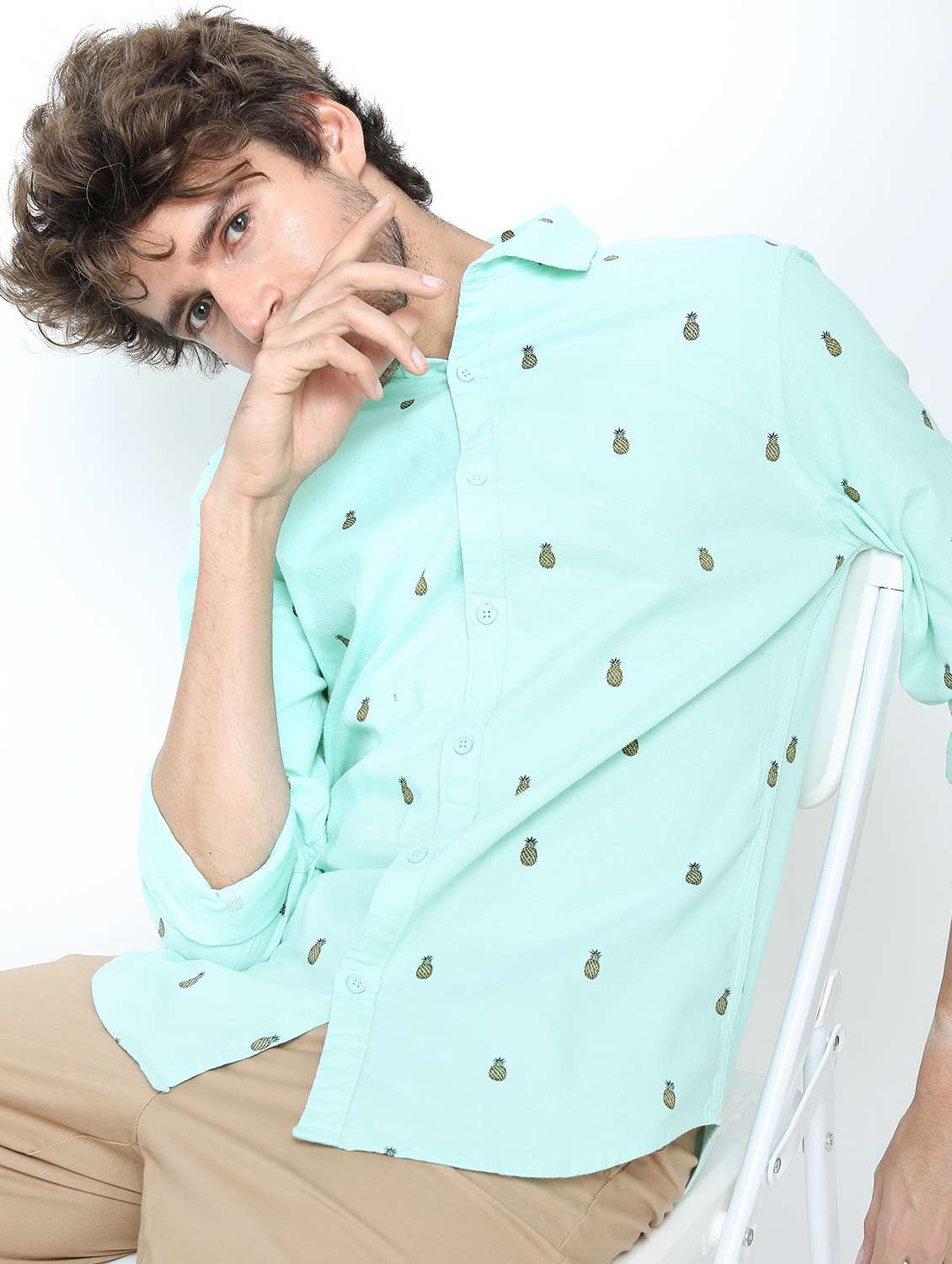 men long sleeved printed casual shirt - 21487474 -  Standard Image - 1