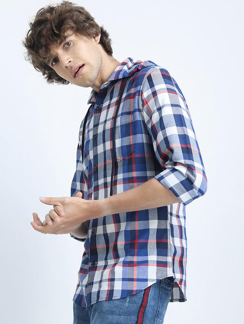 men long sleeved checkered casual shirt - 21487478 - Standard Image - 1