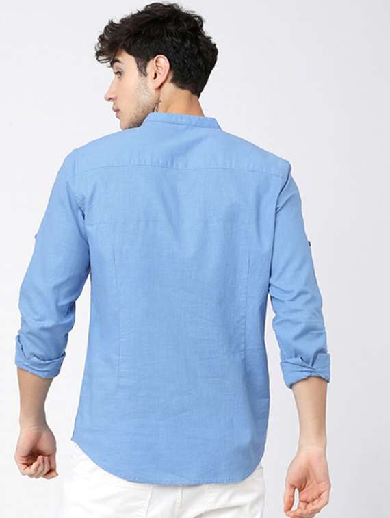 men mandarin neck solid short kurta - 21487489 -  Standard Image - 4