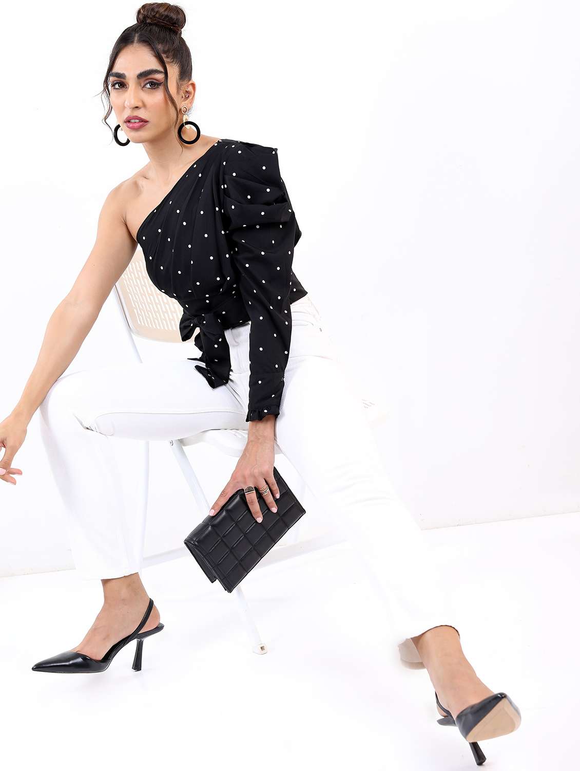 women black cotton blend crop top - 21487500 - Standard Image - 4
