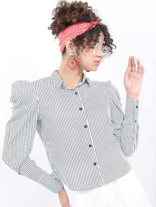 women white stripes shirt top - 21487508 - Standard Image - 0