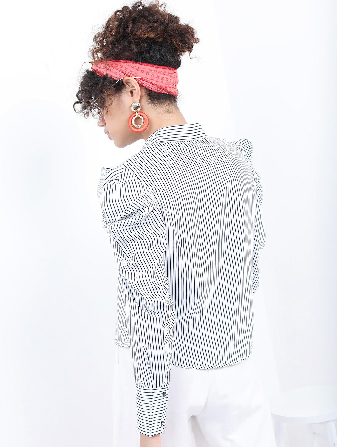 women white stripes shirt top - 21487508 - Standard Image - 1