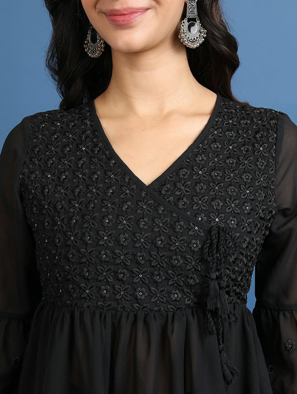 women black cotton blend a-line tunic - 21487515 - Standard Image - 4