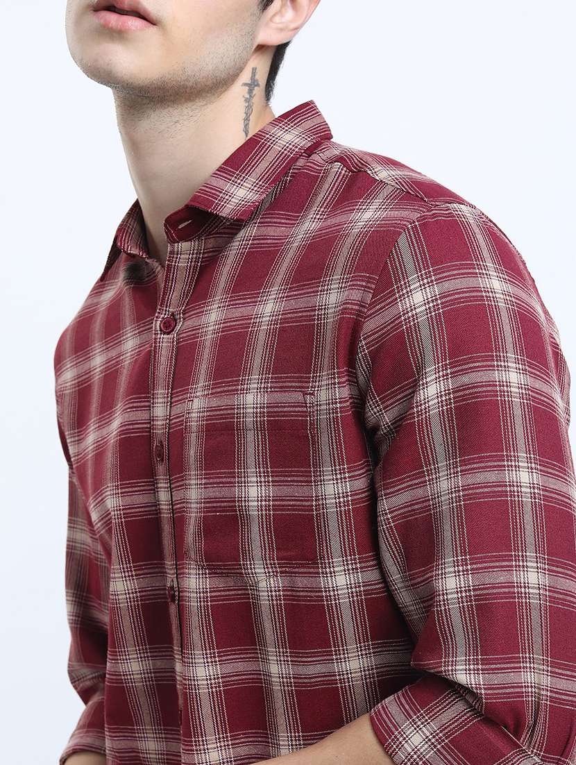 men long sleeved checkered casual shirt - 21487531 -  Standard Image - 4