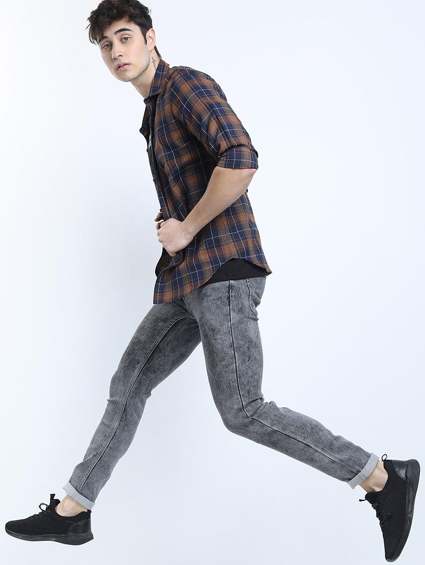 men long sleeved checkered casual shirt - 21487542 - Standard Image - 4