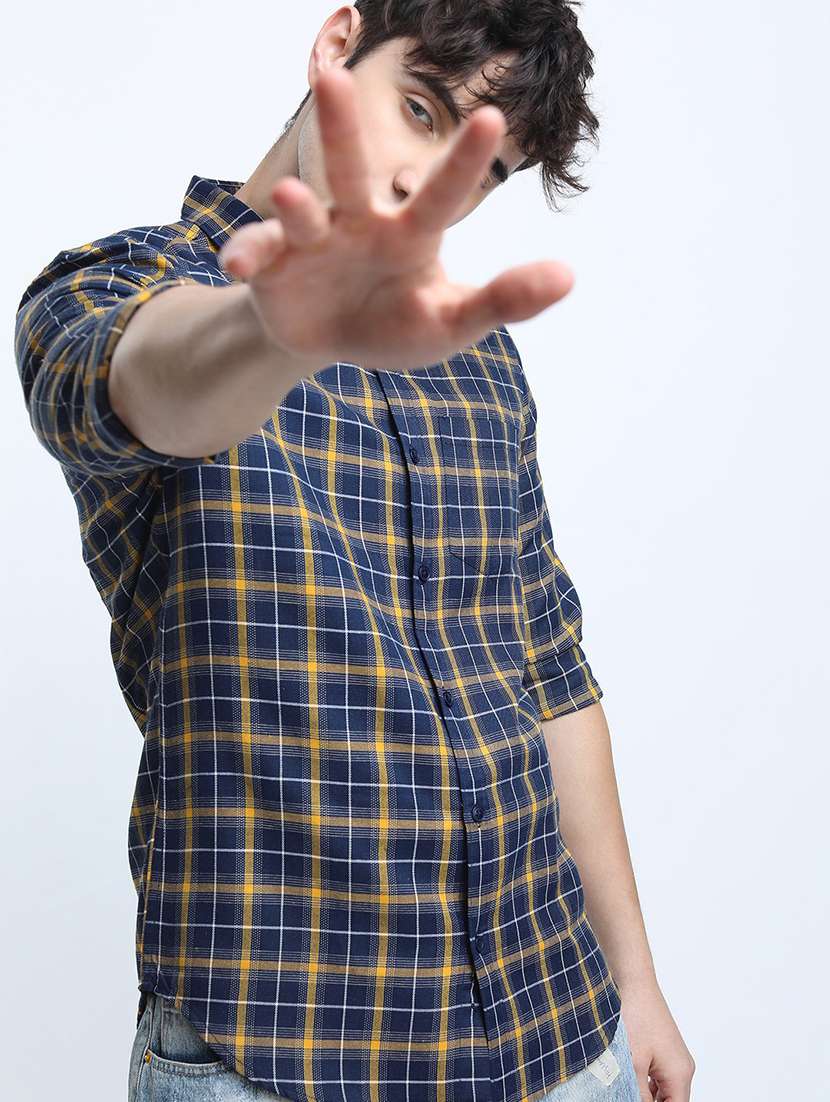 men collared checks casual shirt - 21487551 -  Standard Image - 1