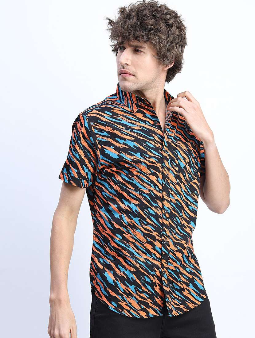 men collared printed casual shirt - 21487554 -  Standard Image - 1