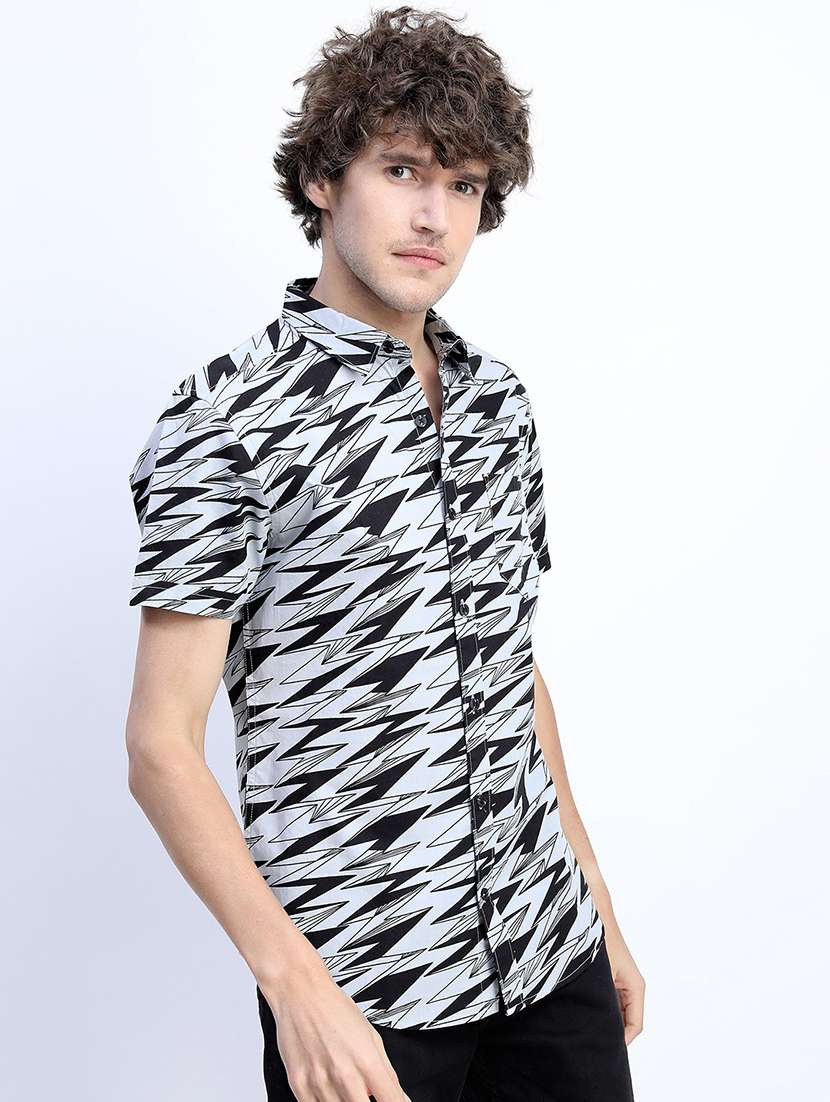 men collared printed casual shirt - 21487555 -  Standard Image - 1