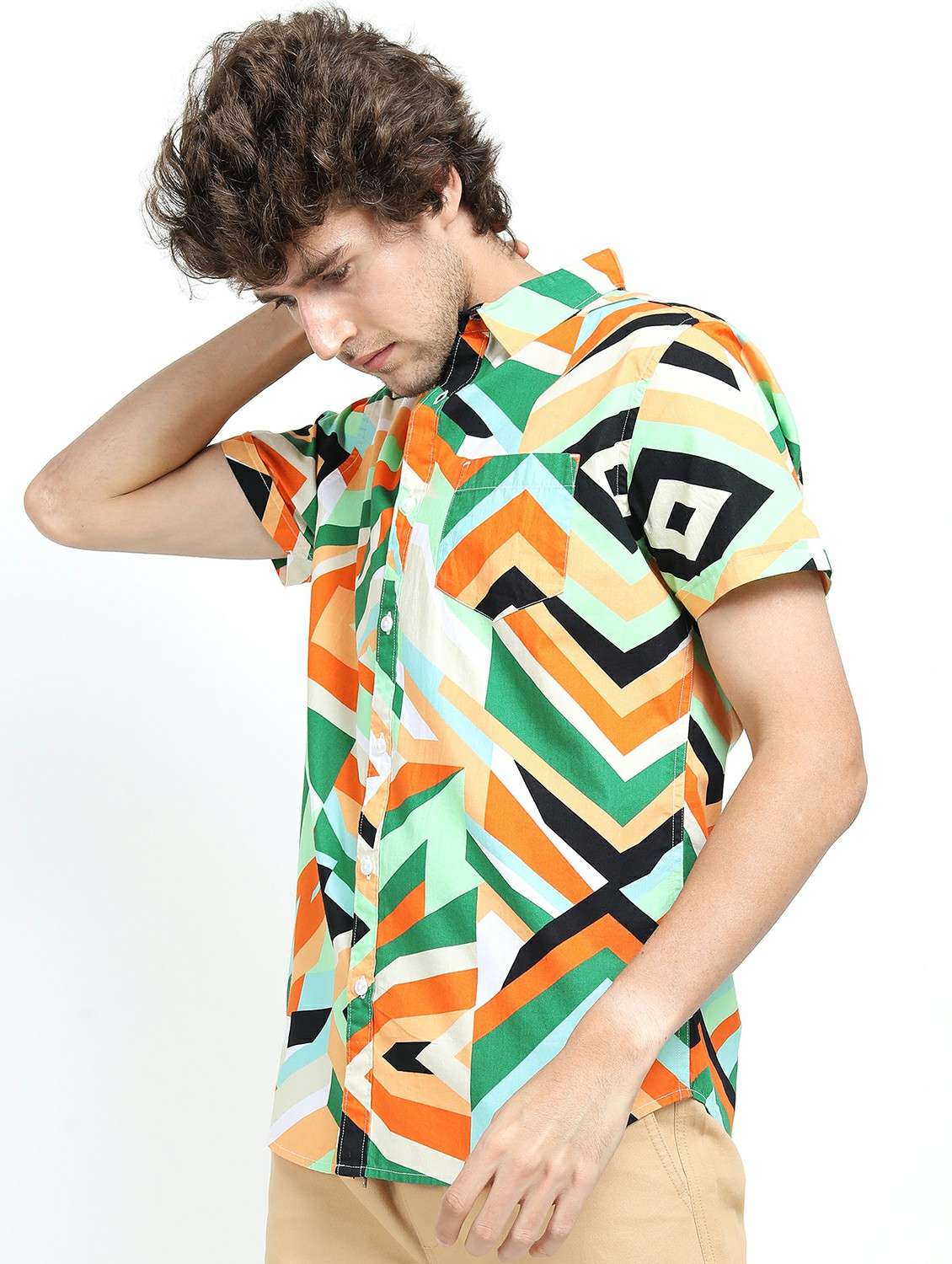 men collared printed casual shirt - 21487558 -  Standard Image - 1