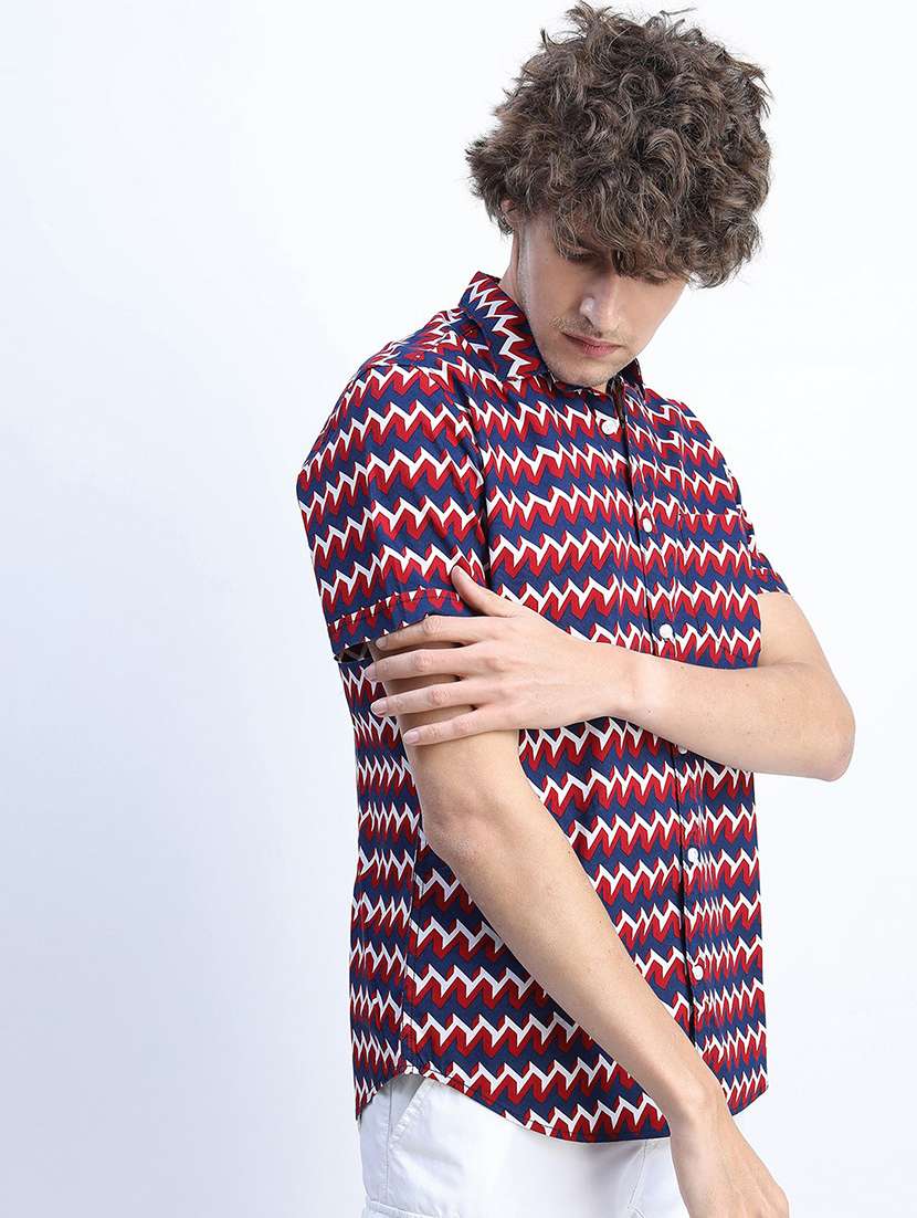 men collared printed casual shirt - 21487559 -  Standard Image - 1