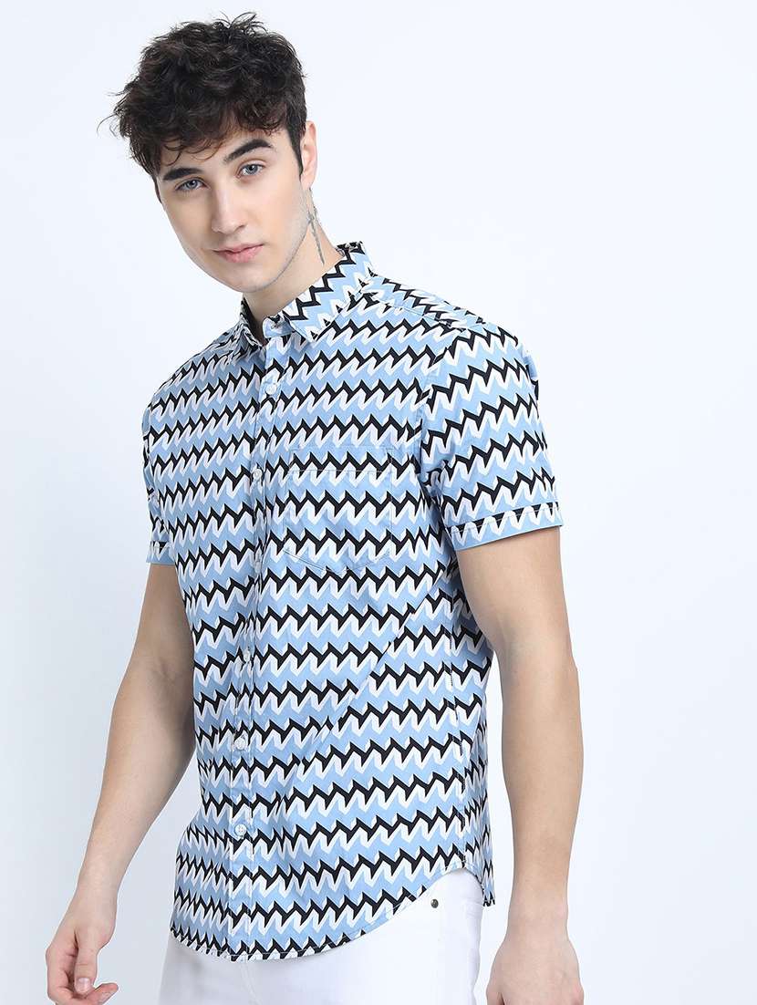 men collared printed casual shirt - 21487560 -  Standard Image - 1
