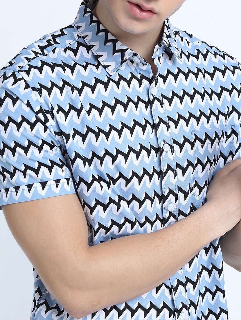 men collared printed casual shirt - 21487560 -  Standard Image - 4