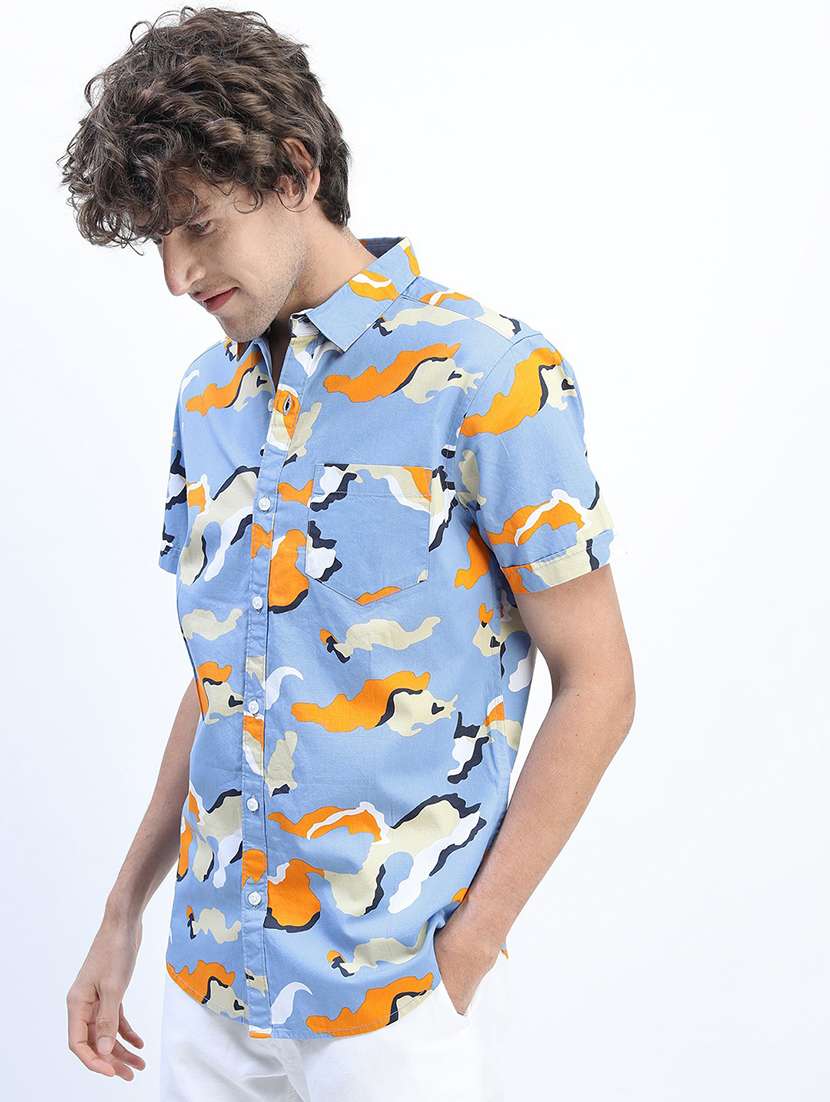 men collared printed casual shirt - 21487561 -  Standard Image - 1