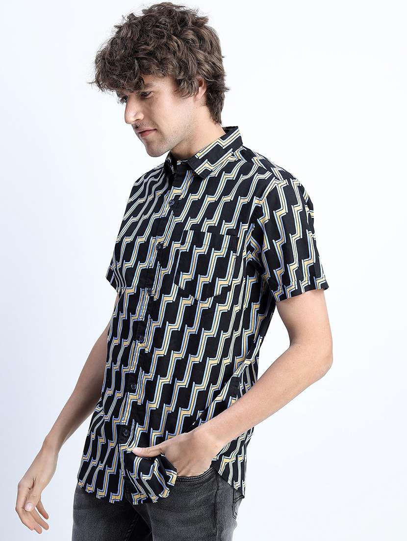 men collared printed casual shirt - 21487563 -  Standard Image - 1