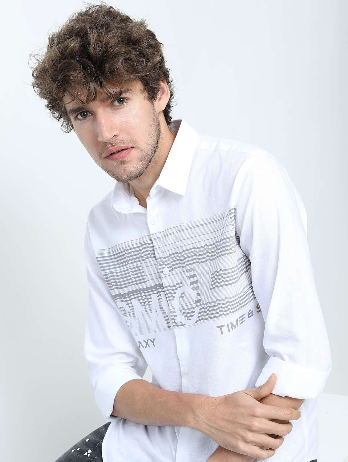 men collared printed casual shirt - 21487565 -  Standard Image - 1