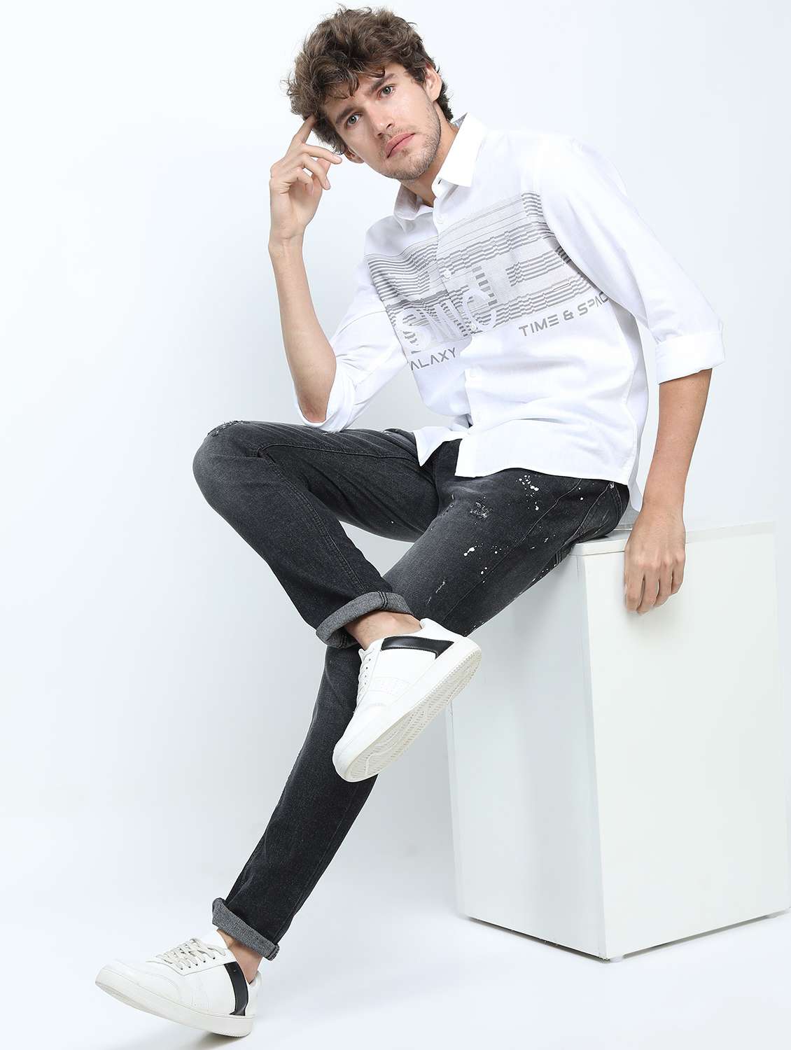 men collared printed casual shirt - 21487565 -  Standard Image - 4