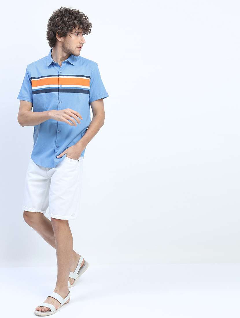 men collared color block casual shirt - 21487571 -  Standard Image - 4
