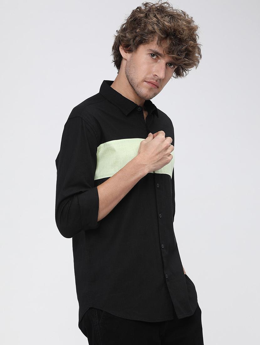 men collared color block casual shirt - 21487575 - Standard Image - 1