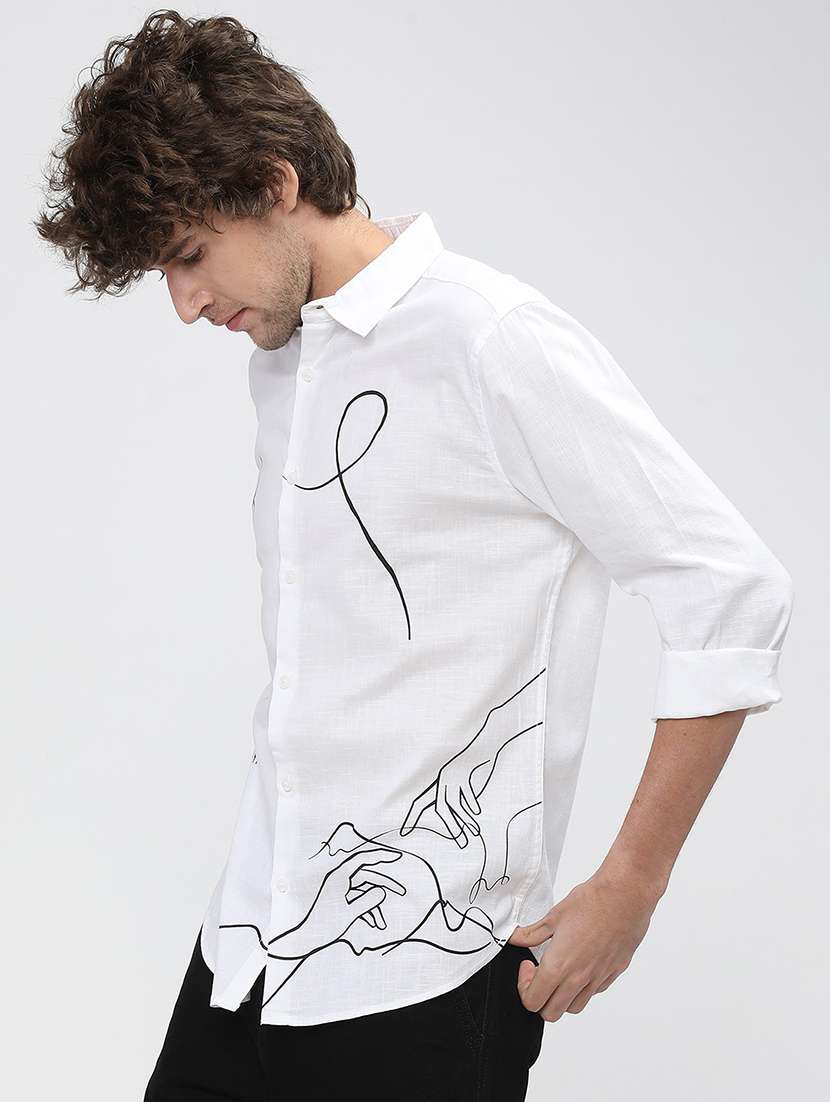 men collared printed casual shirt - 21487577 -  Standard Image - 1