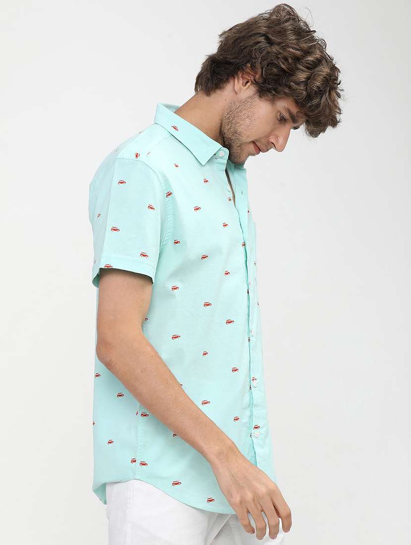 men collared printed casual shirt - 21487583 -  Standard Image - 1
