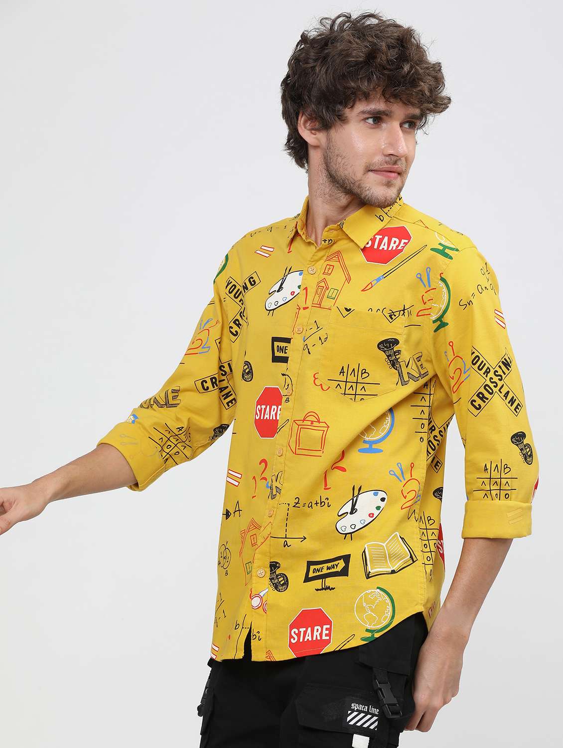 men collared printed casual shirt - 21487584 -  Standard Image - 1