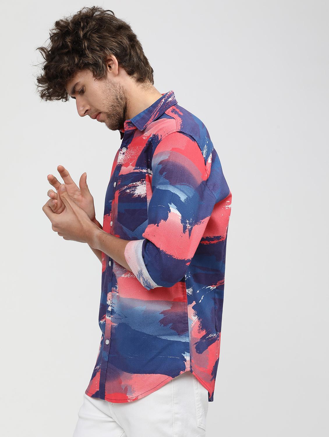 men collared printed casual shirt - 21487585 - Standard Image - 1