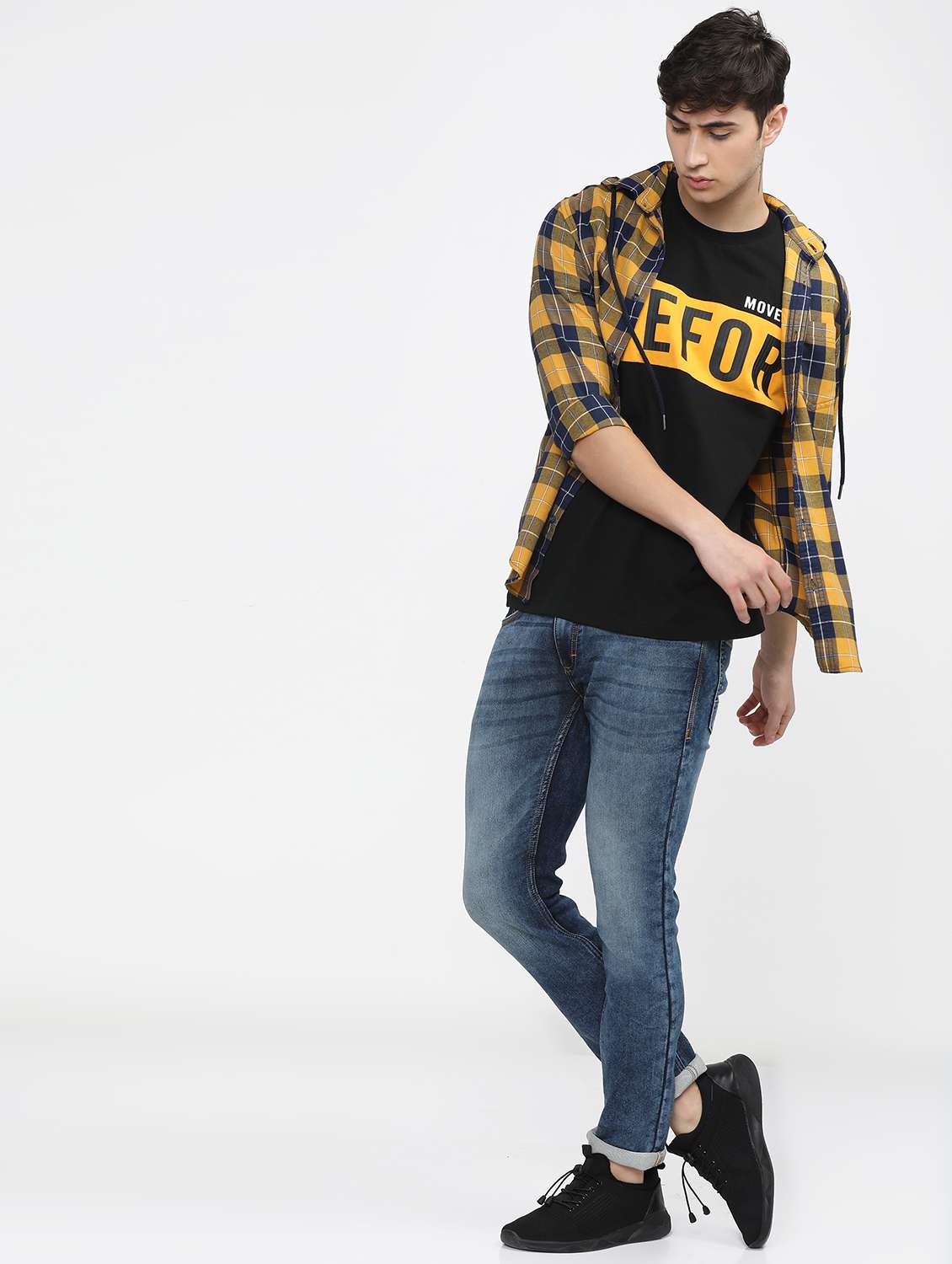 men hooded checks casual shirt - 21487586 -  Standard Image - 4