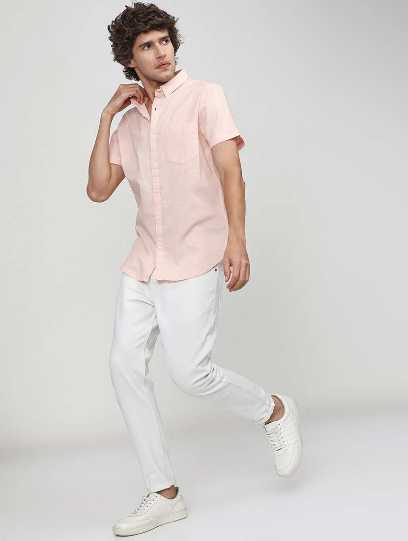 men collared solid casual shirt - 21487589 -  Standard Image - 4