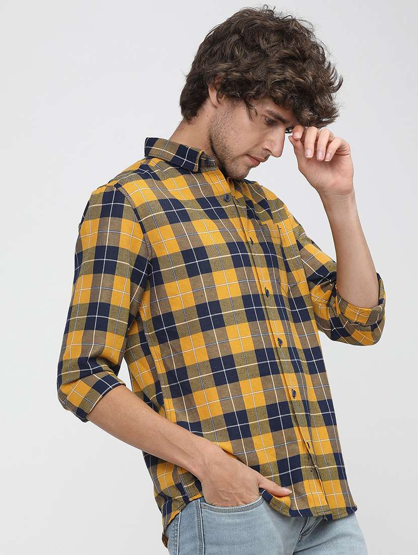 men collared checks casual shirt - 21487597 -  Standard Image - 1