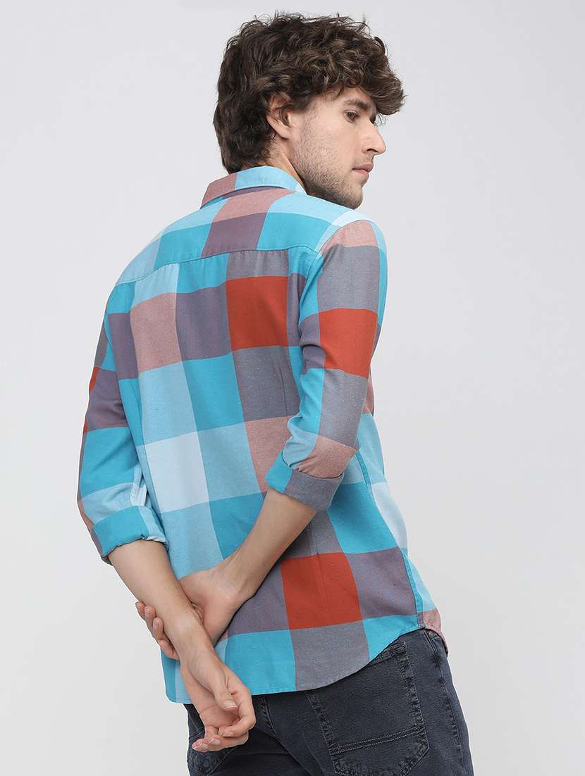 men collared checks casual shirt - 21487600 -  Standard Image - 1