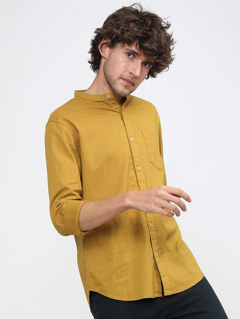 men collared solid casual shirt - 21487602 -  Standard Image - 1