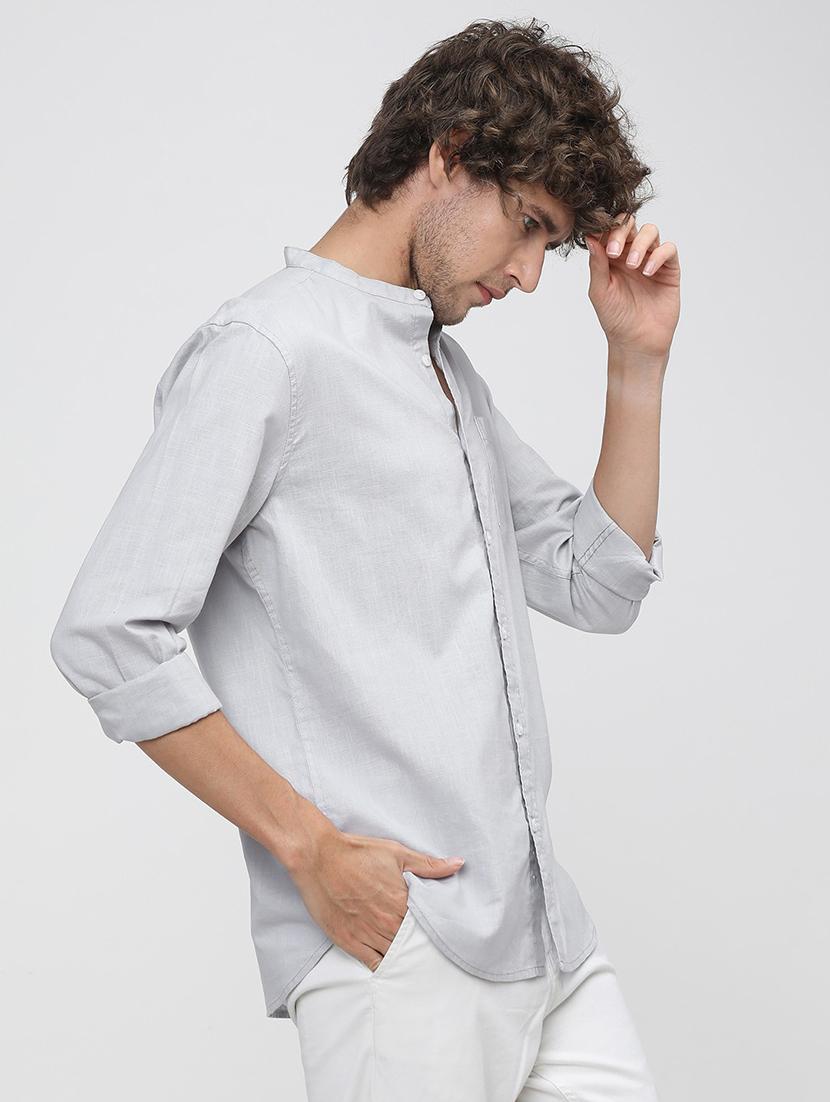men collared solid casual shirt - 21487605 -  Standard Image - 1
