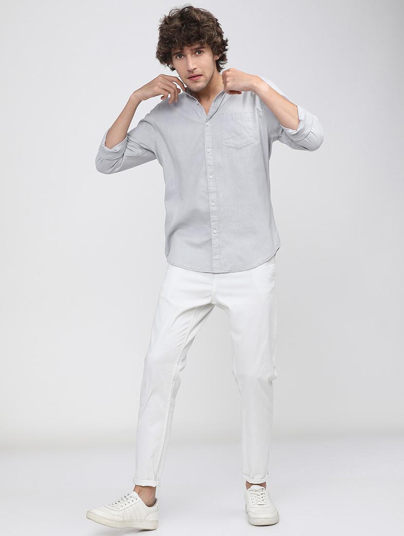 men collared solid casual shirt - 21487605 - Standard Image - 4