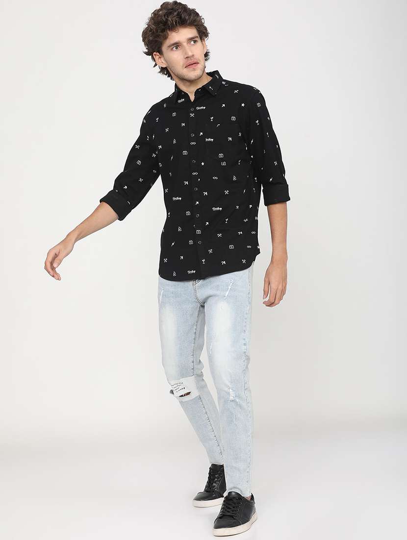 men collared printed casual shirt - 21487607 - Standard Image - 4