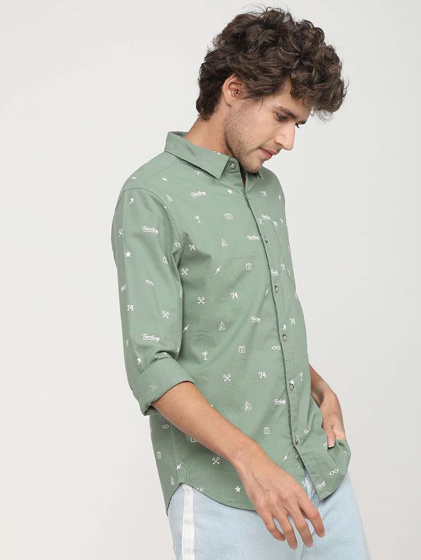 men collared printed casual shirt - 21487608 -  Standard Image - 1
