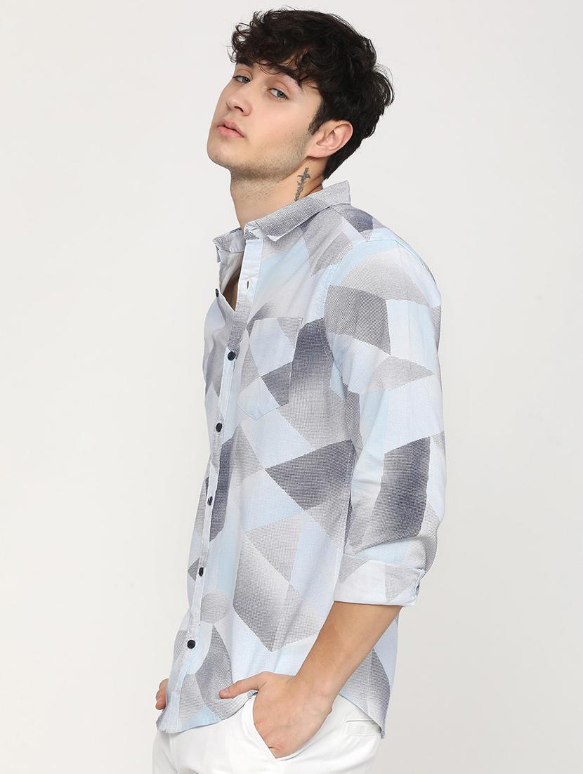 men collared printed casual shirt - 21487622 - Standard Image - 1