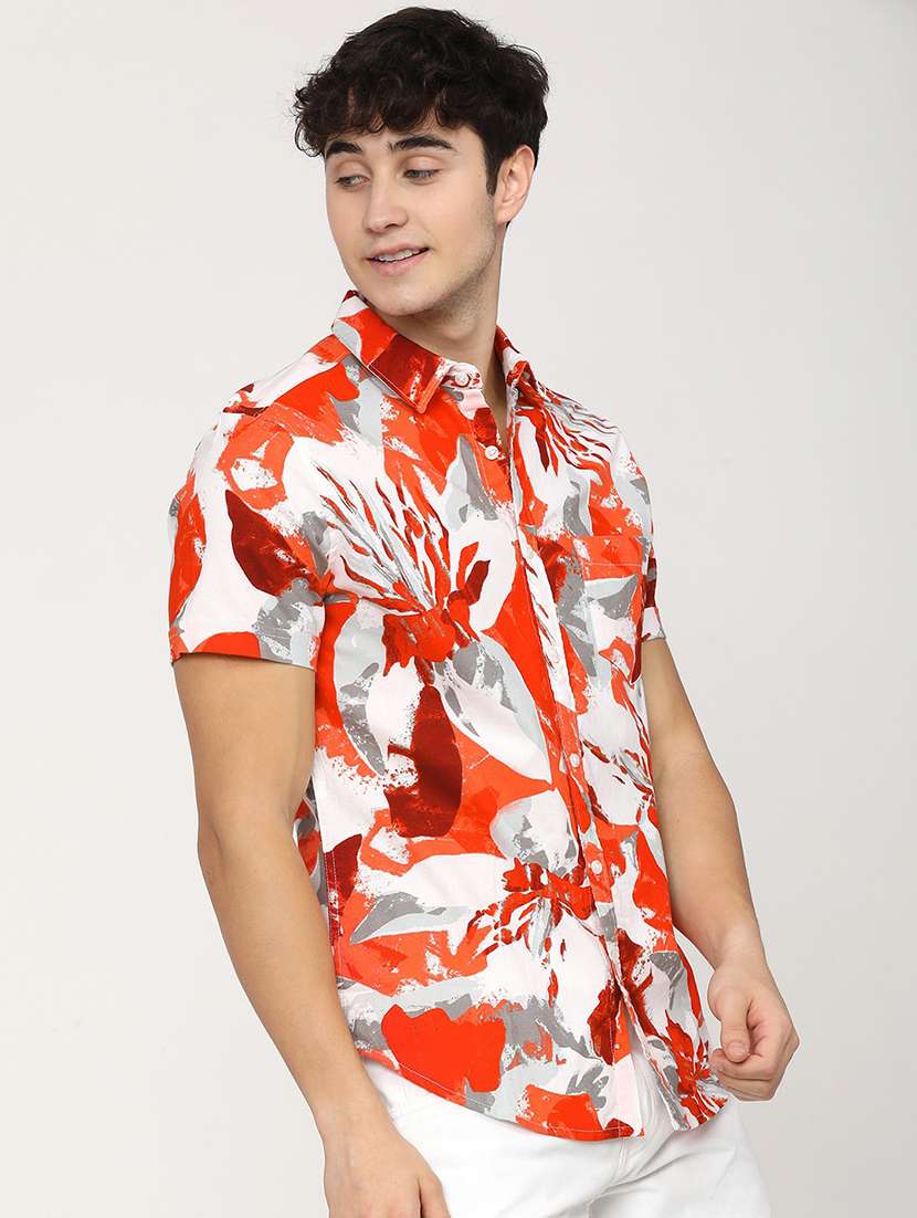 men collared printed casual shirt - 21487624 -  Standard Image - 1