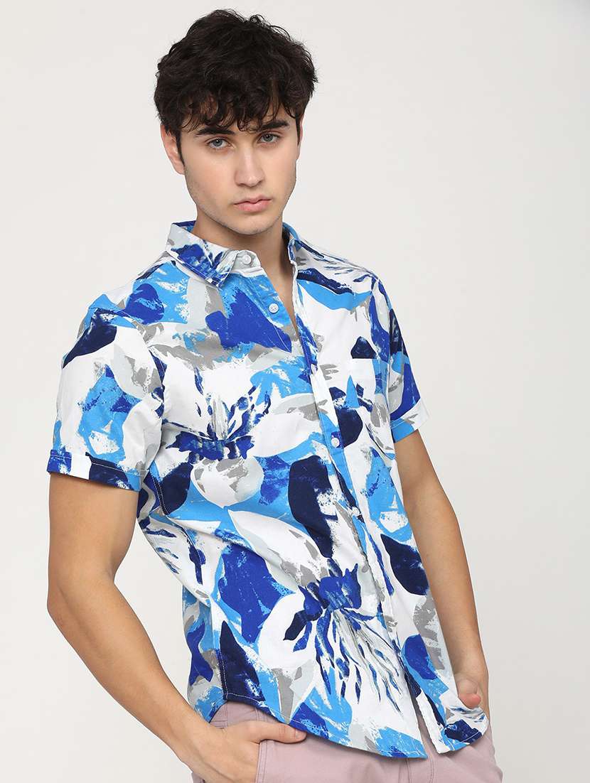 men collared printed casual shirt - 21487625 -  Standard Image - 1